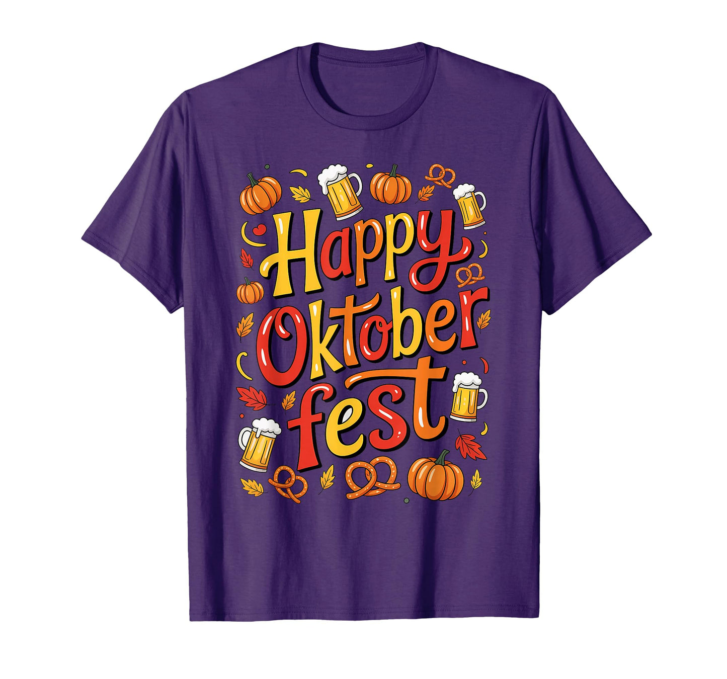 Happy Oktoberfest Beer Pretzel Pumpkin Festive Men Women T-Shirt