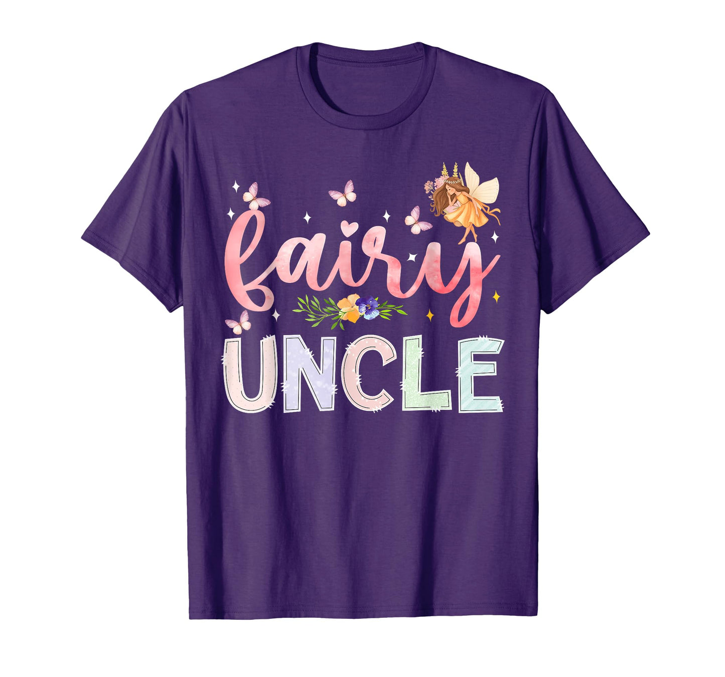 Fairy Uncle Magical Floral Birthday Girl Fairytale Family T-Shirt