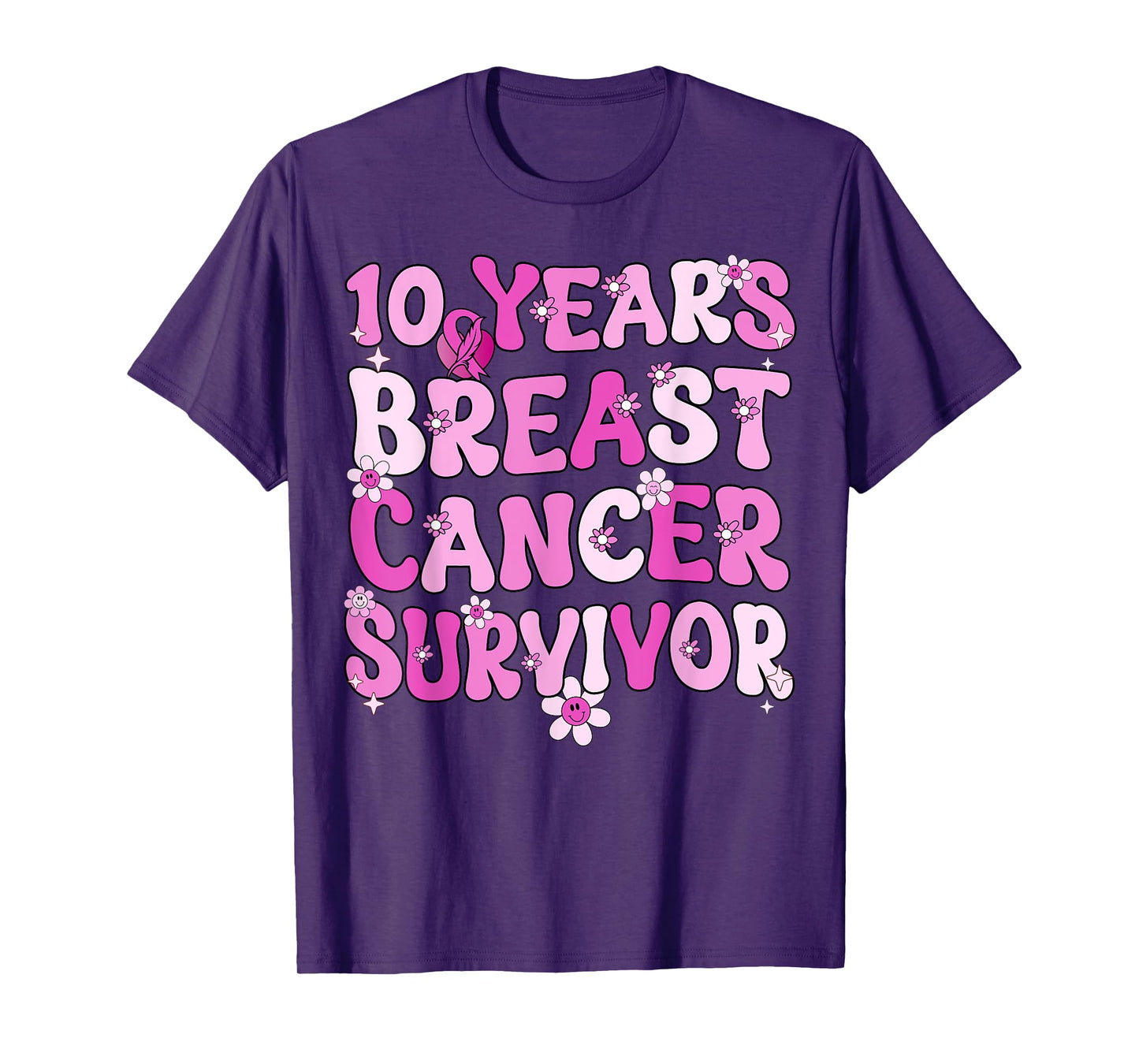 10 Years Breast Cancer Survivor Breast Cancer Awareness T-Shirt