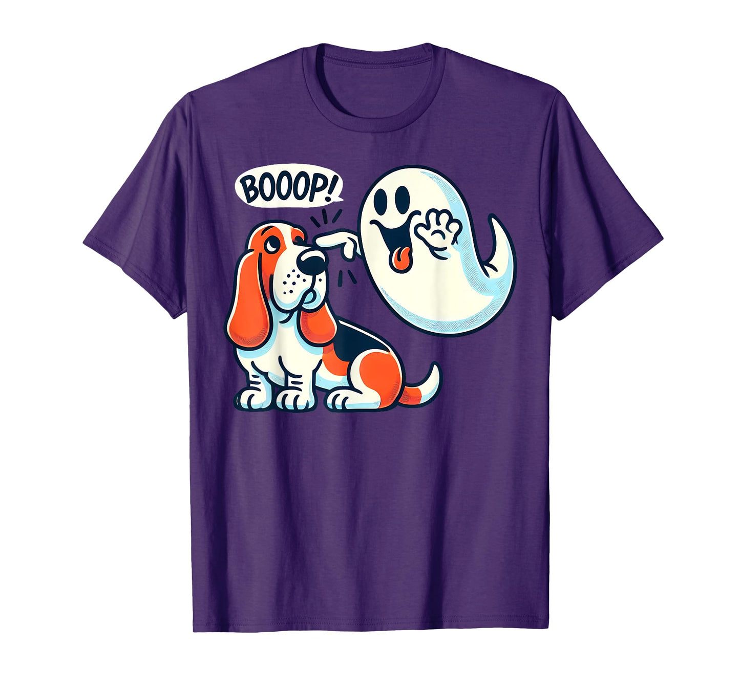 Funny Halloween Ghost Basset Hound Boop Easy Lazy Costume T-Shirt