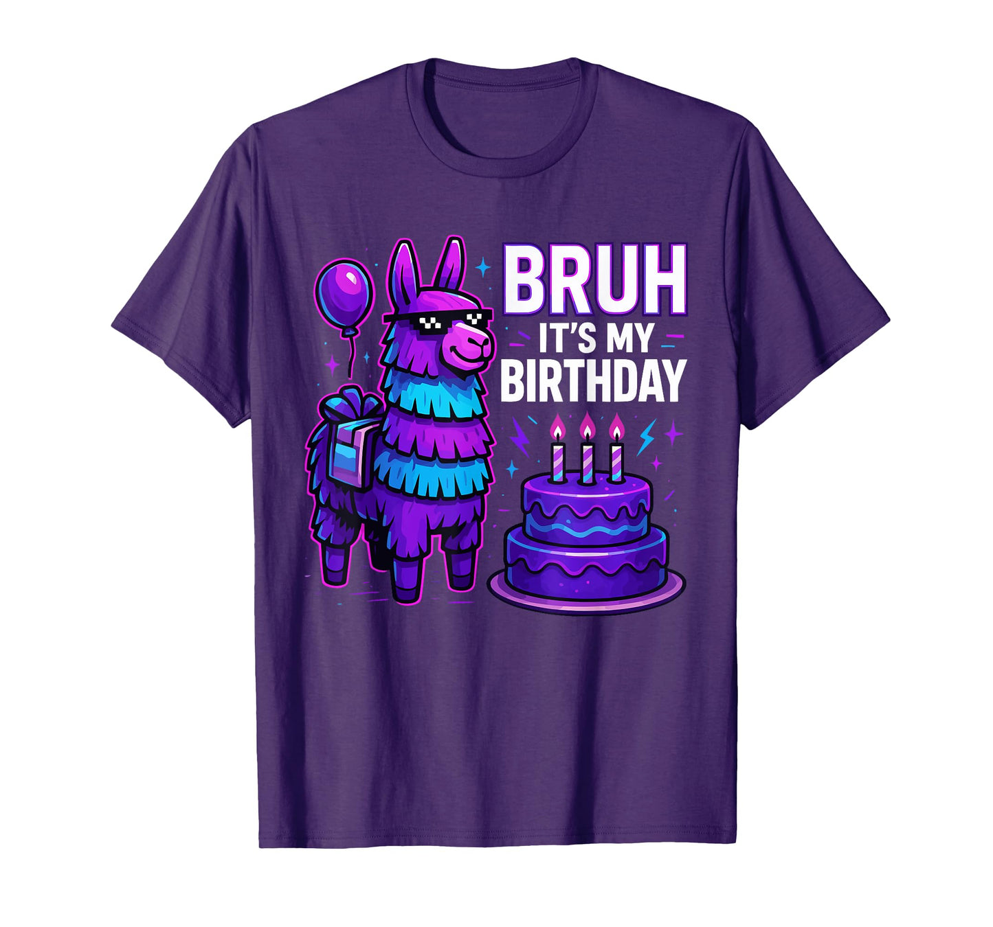 Bruh Its My Birthday Llama Pinata Family Bday Party Kids T-Shirt