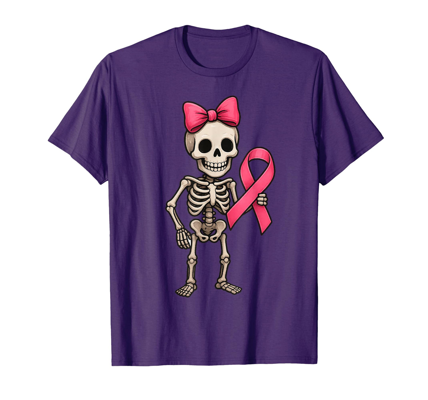 Breast Cancer Awareness Skeleton Bow Cute Coquette T-Shirt