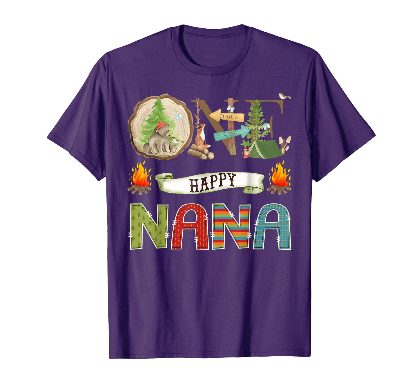 One Happy Nana Camper 1St Birthday Camping Bear T-Shirt
