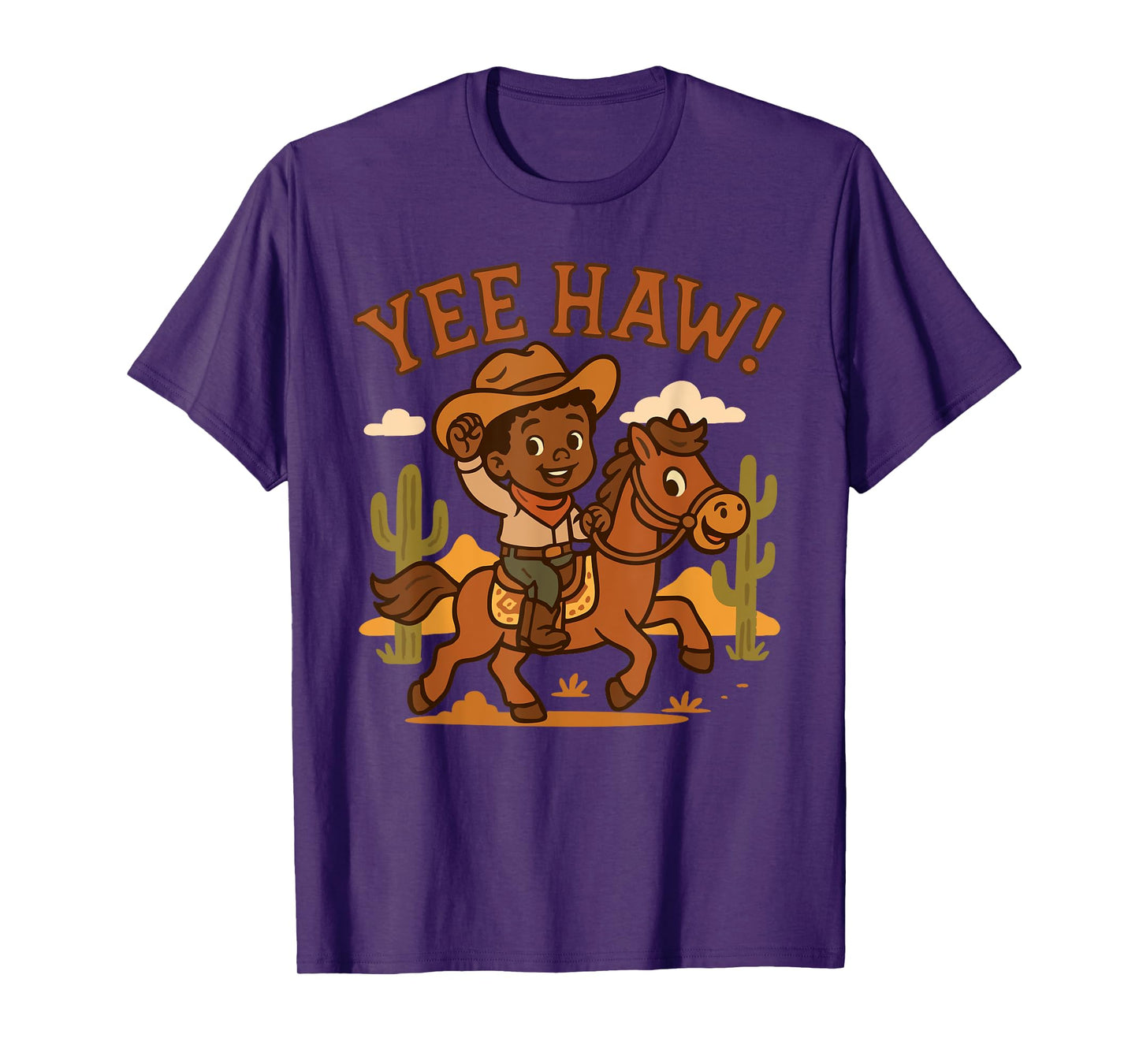 YeeHaw Cowboy Kid Western African American Boy on horse T-Shirt