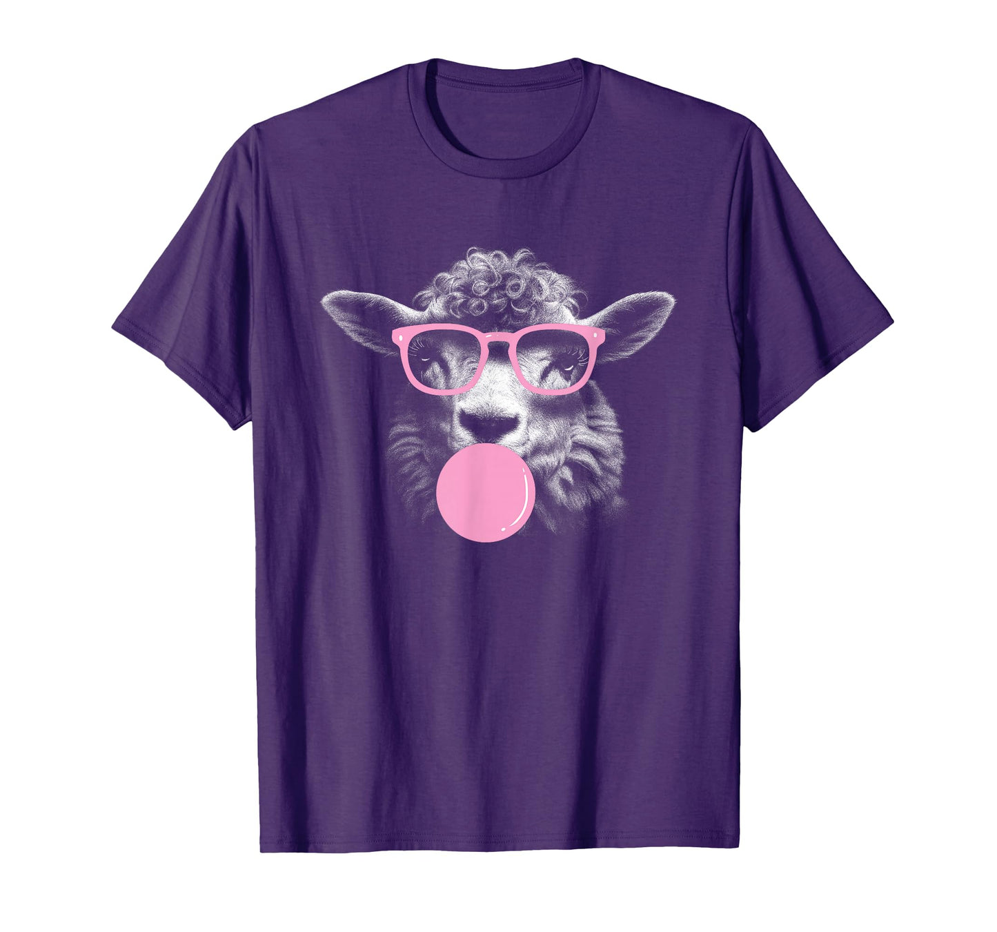 Cool Sheep Face Eating Gum And Makes A Bubble Tee Cute Sheep T-Shirt