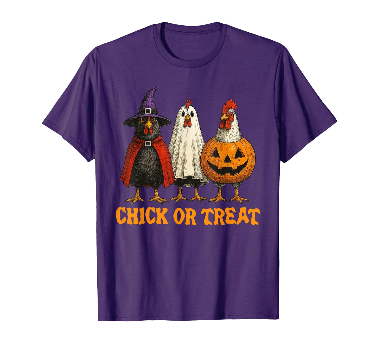 Spooky Chicken Crew Chick Or Treat Funny Halloween Costume T-Shirt