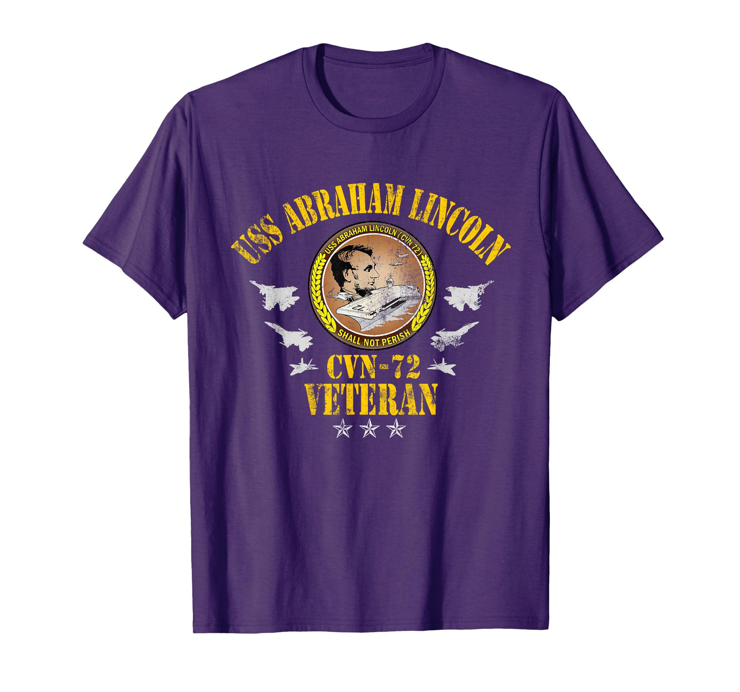 USS Abraham Lincoln CVN-72 Veteran Patriotic Memorial Flag T-Shirt