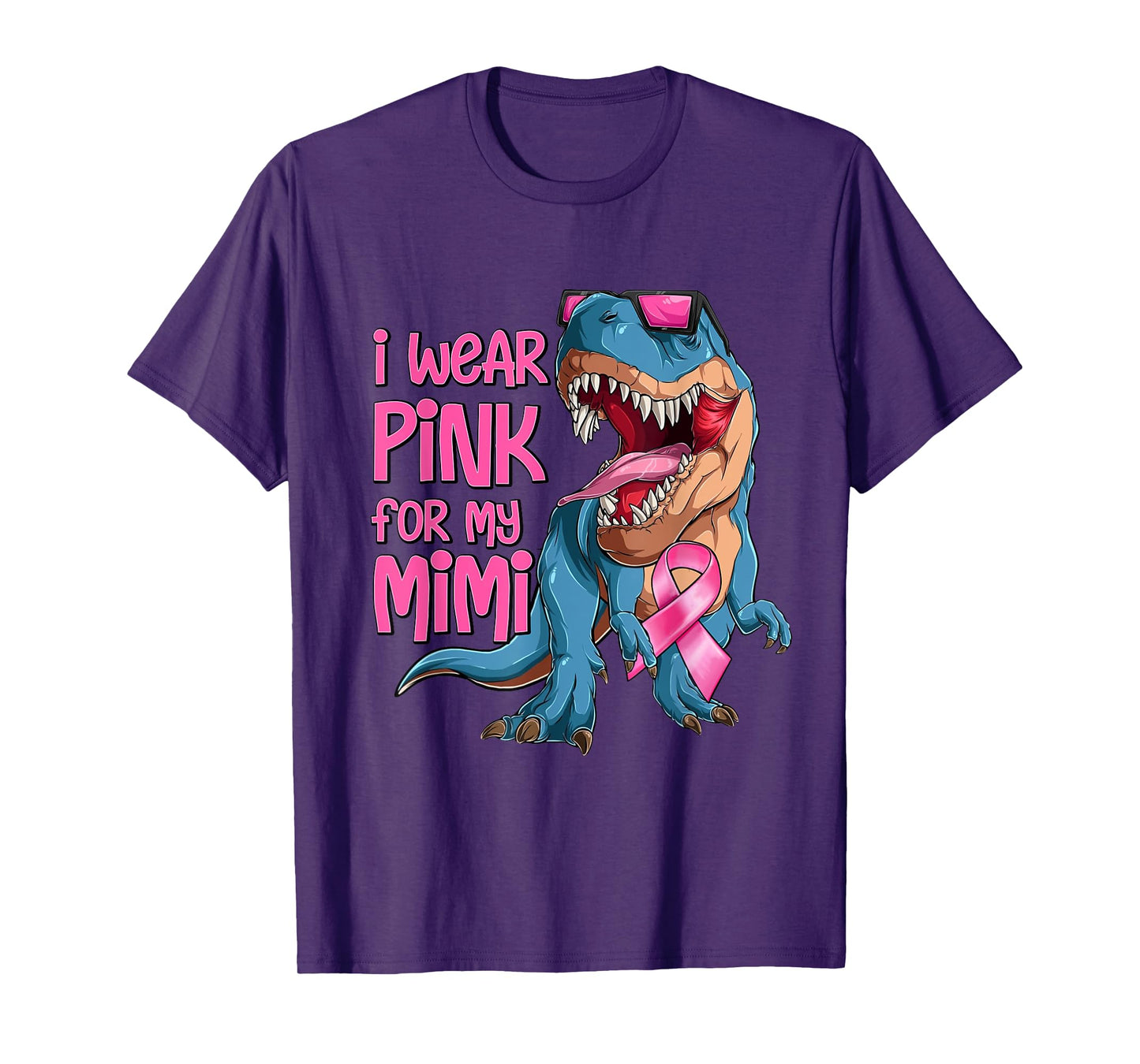 I Wear Pink For My Mimi Breast Cancer Awareness Dinosaur T-Shirt