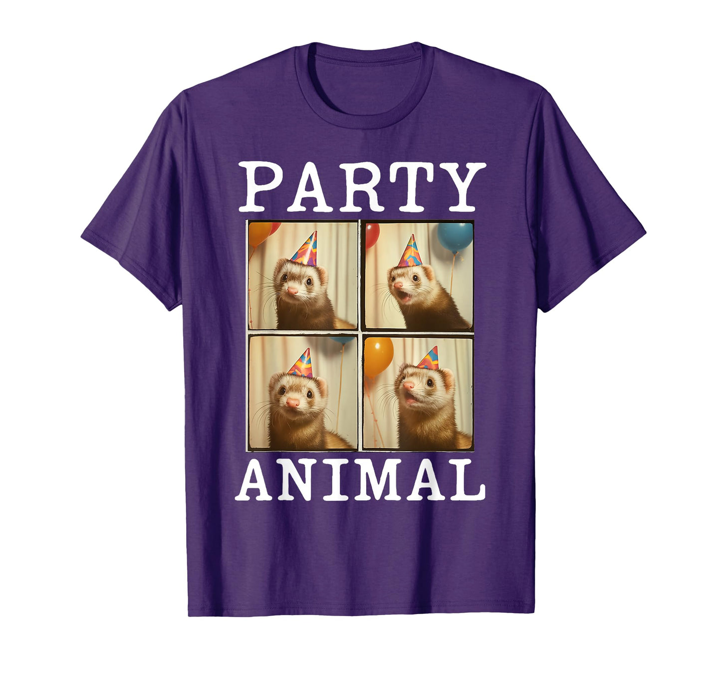 Funny Party Animal Hat Ferret Face Birthday Photobooth Gift T-Shirt