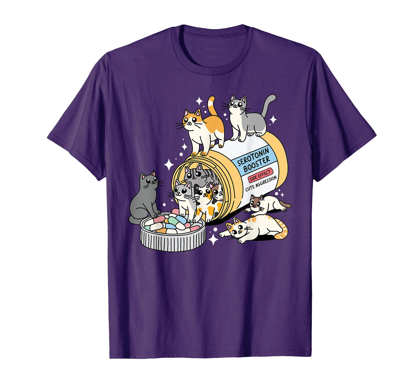 Serotonin Booster Funny Cats Mental Health Awareness Support T-Shirt