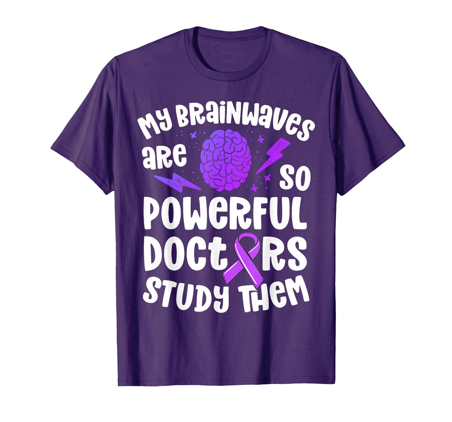 Kids Epilepsy Awareness Shirt Powerful Brainwaves Purple T-Shirt