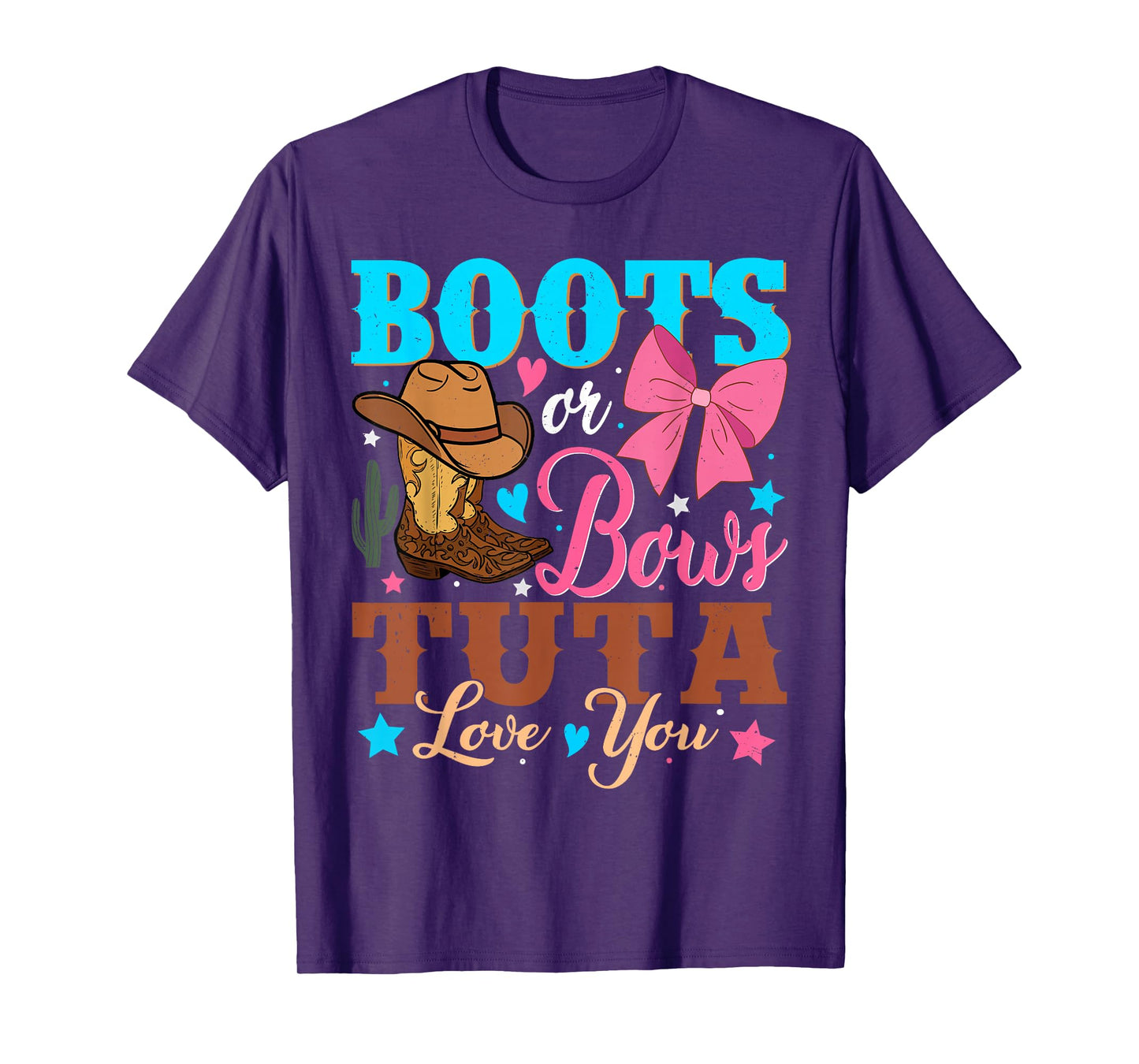 Boots or Bows Tuta Loves You Gender Reveal Party T-Shirt