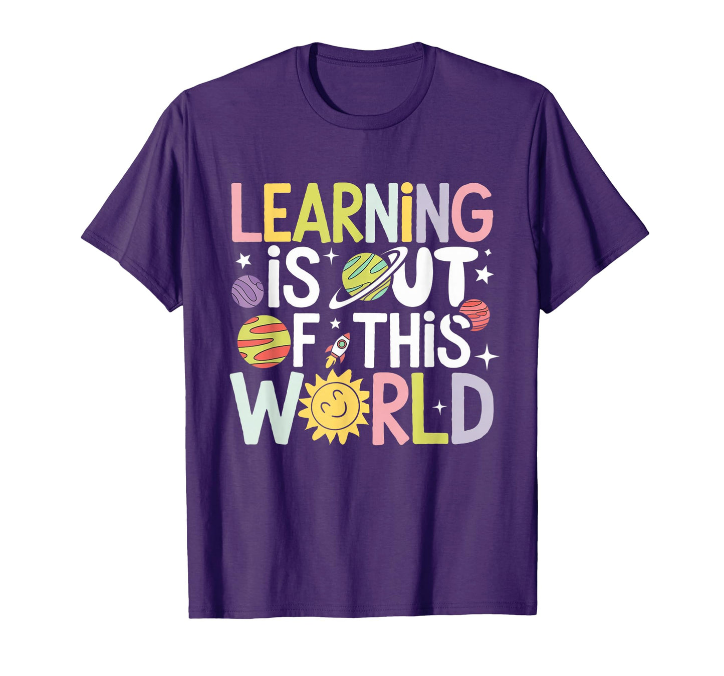 Learning is Out Of This World Space Teacher Cute Groovy T-Shirt