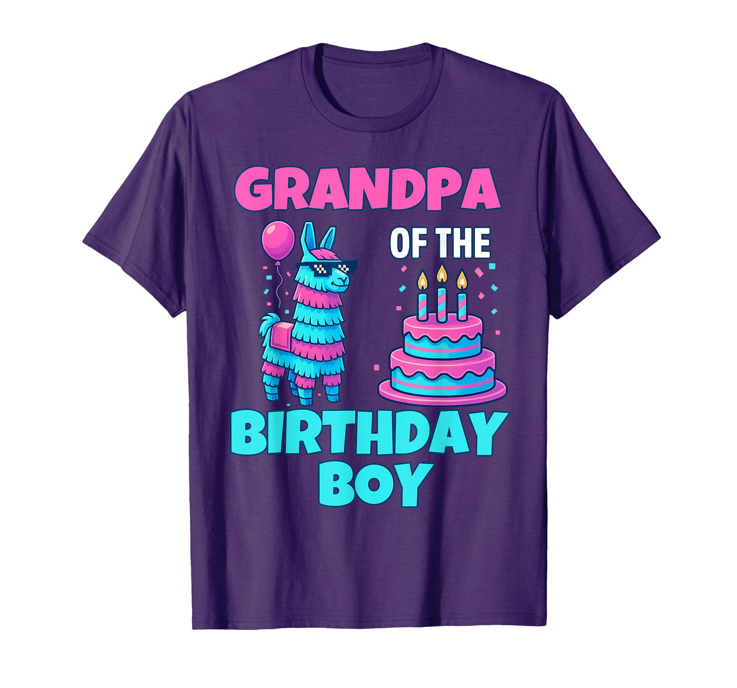 grandpa Birthday Boy Llama Pinata Party family mathing men T-Shirt