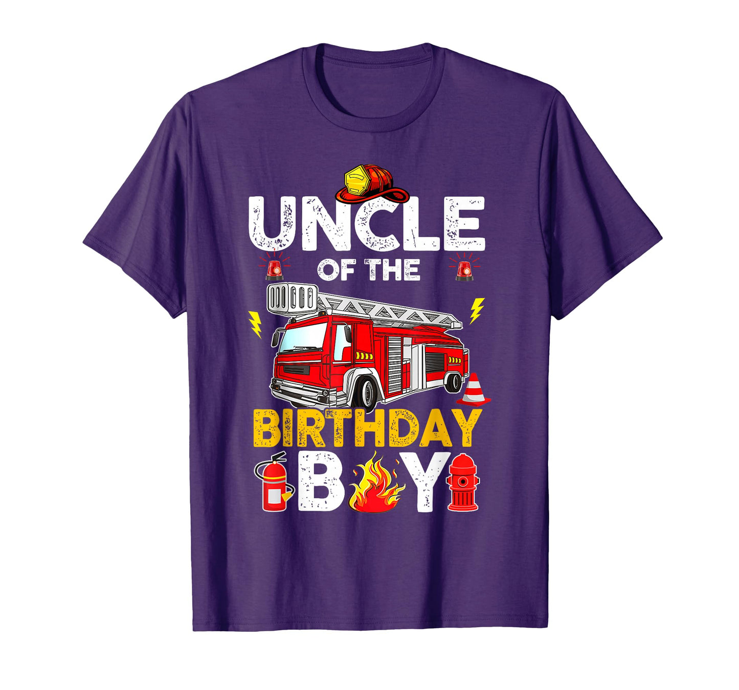 Uncle Of The Birthday Boy Fire Truck Firefighter Party T-Shirt