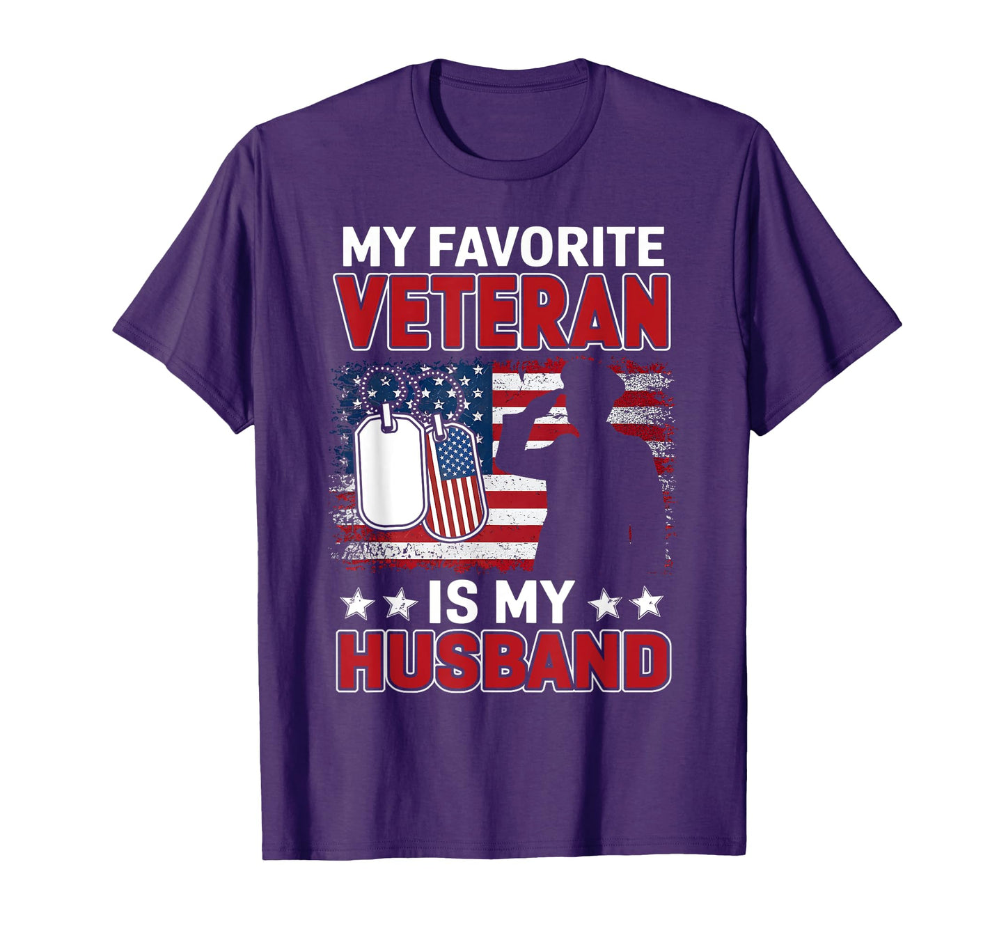 My Favorite Veteran Is My Husband Usa Flag Veterans Day T-Shirt