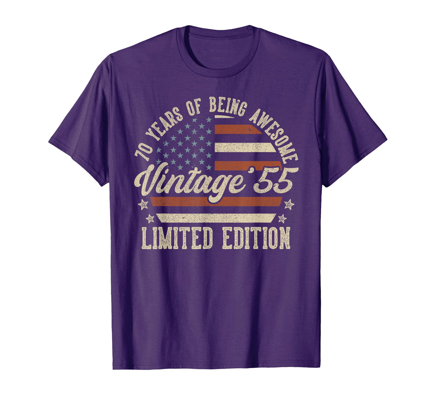 Vintage 1955 70th Birthday Gift 70 Years Old American Flag T-Shirt