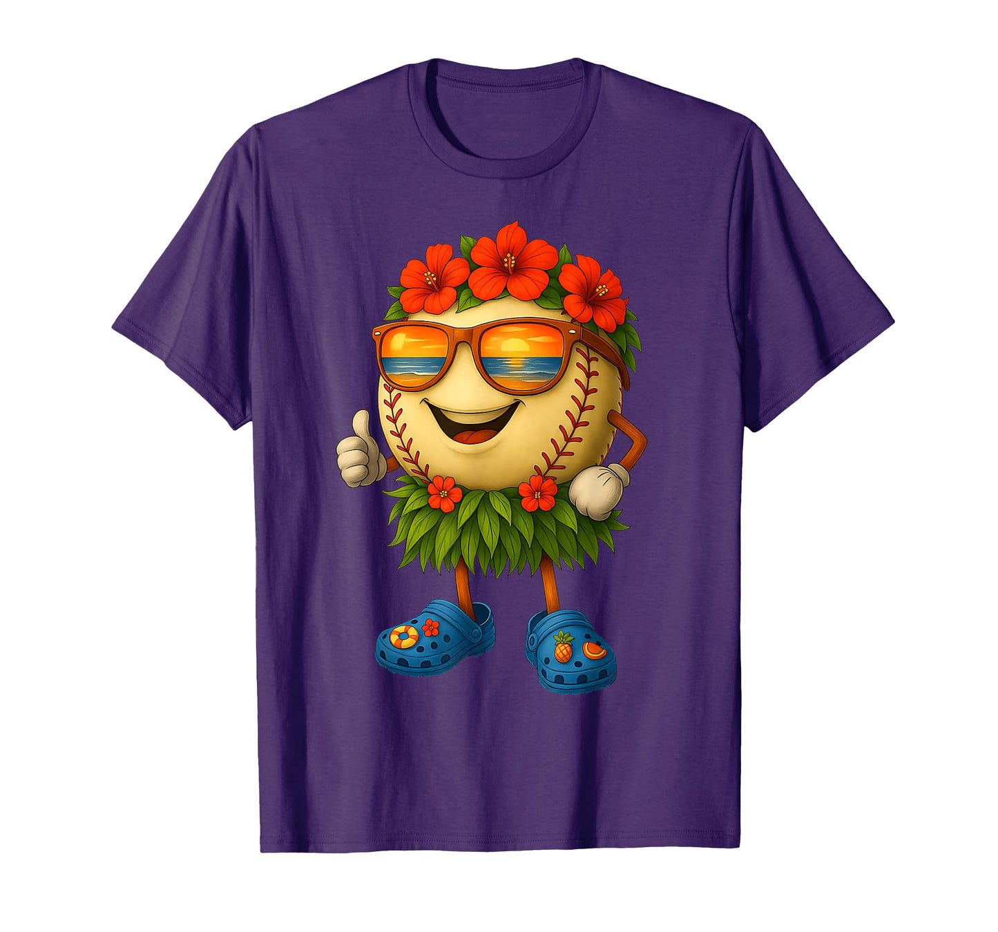 Funny Hawaii Baseball Ball Hawaiian Tropical Summer Vacation T-Shirt