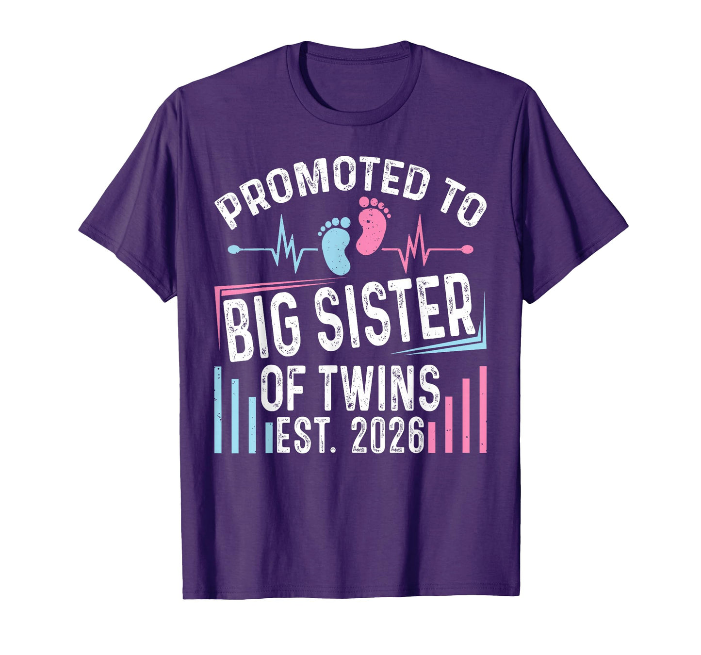 Promoted to Big Sister of Twins Est 2026 Baby Shower T-Shirt