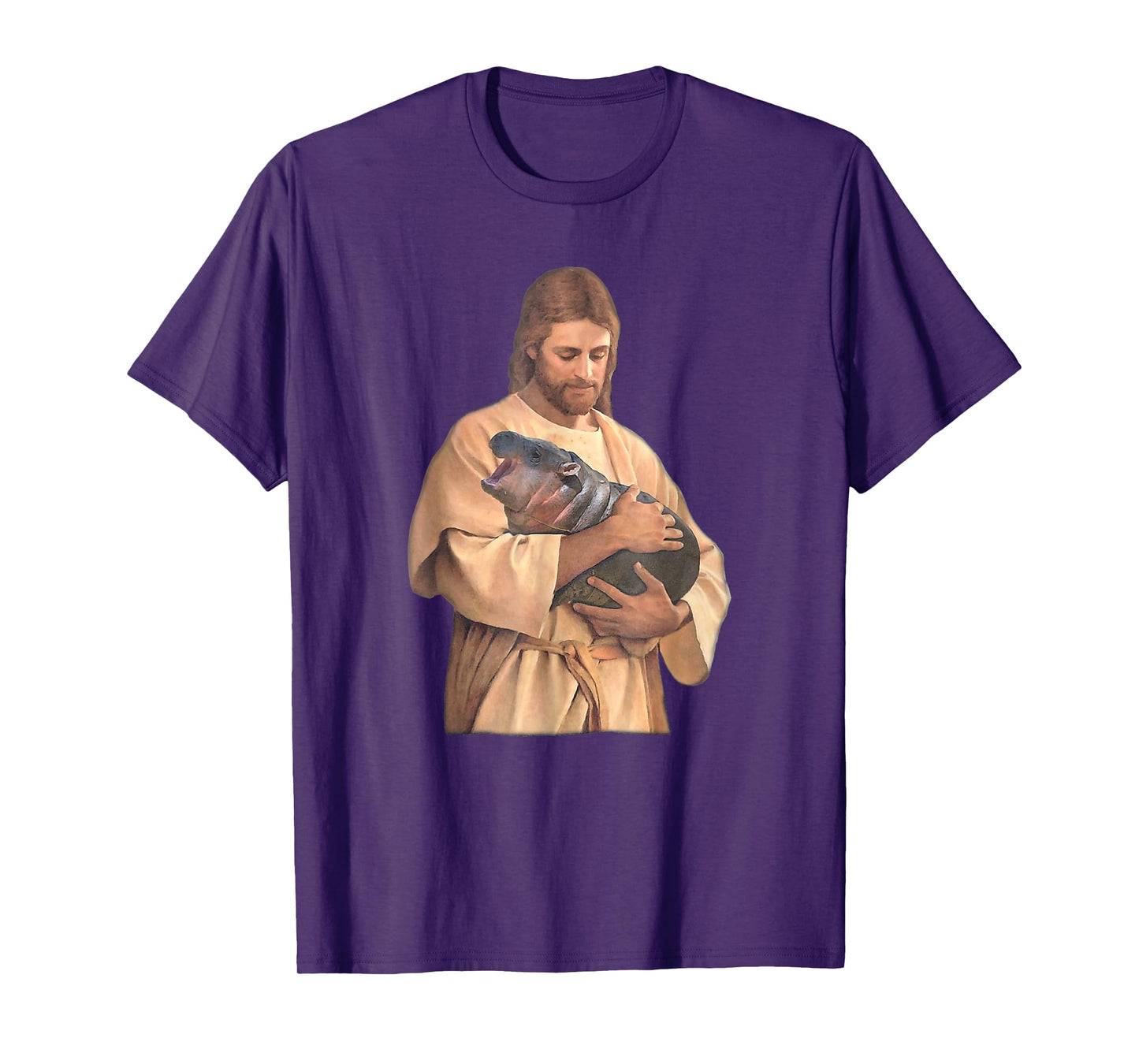Jesus Loves Moo Deng Bouncy Pig Cute Baby Hippo Meme T-Shirt
