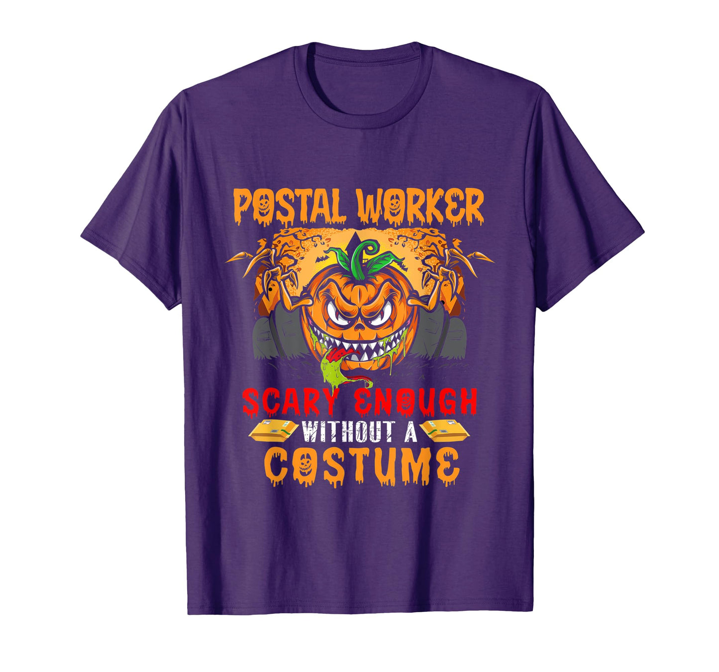 Postal Worker Scary Enough Without A Costume Scary Pumpkin T-Shirt