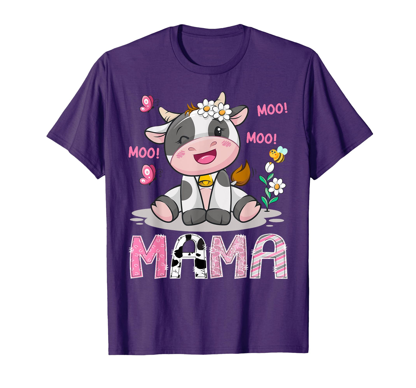 Mama Pink Farm Cute Cow Moo Moo Birthday Girl Matching T-Shirt