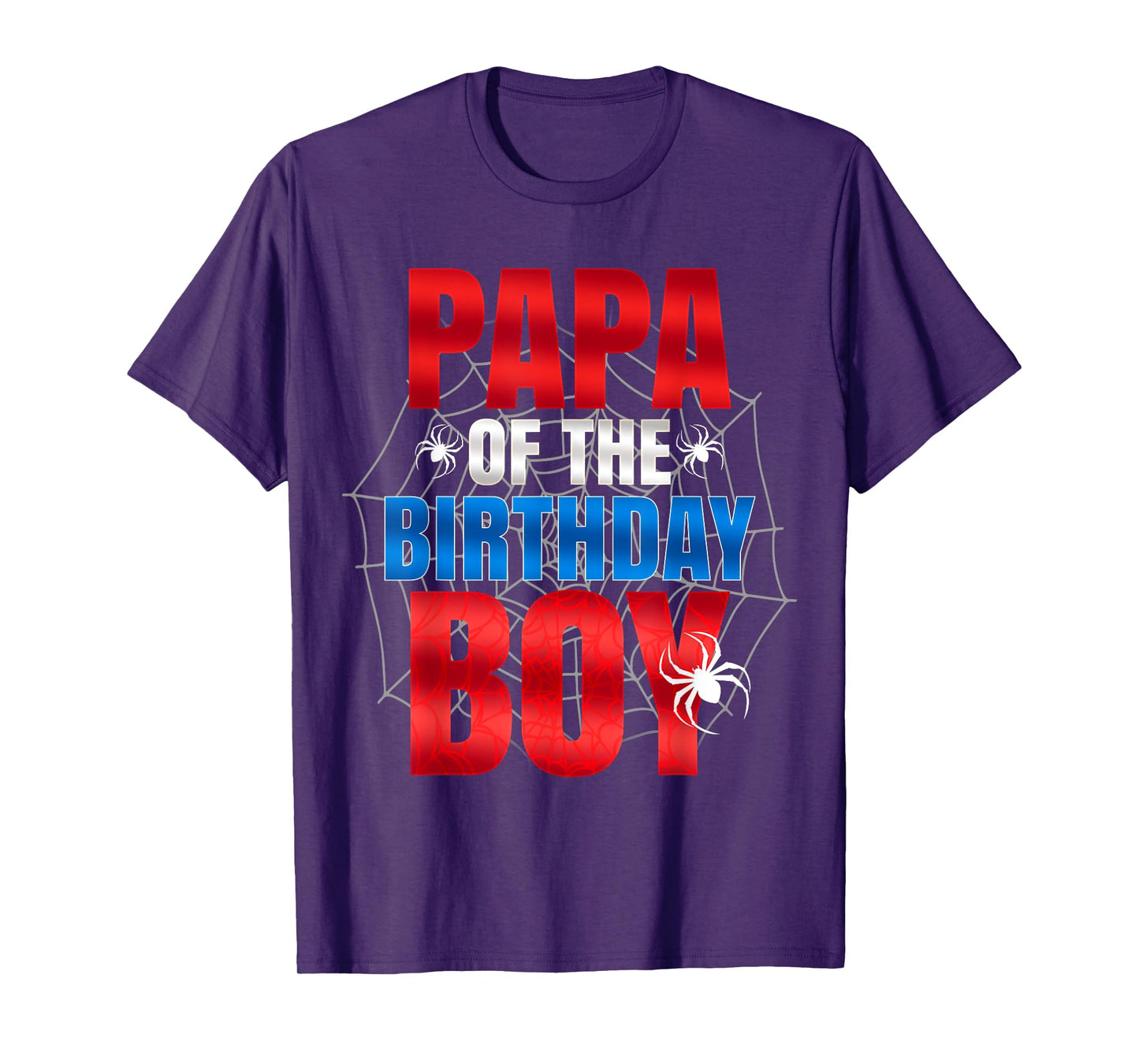 Papa Of The Birthday Boy Matching Family Spider Web Funny T-Shirt