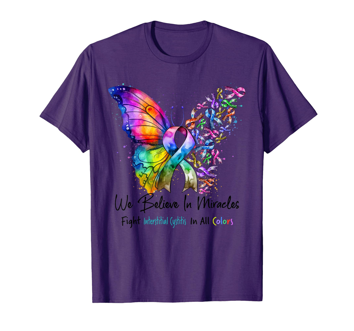 Interstitial Cystitis Awareness Butterfly Ribbon Teal Color T-Shirt