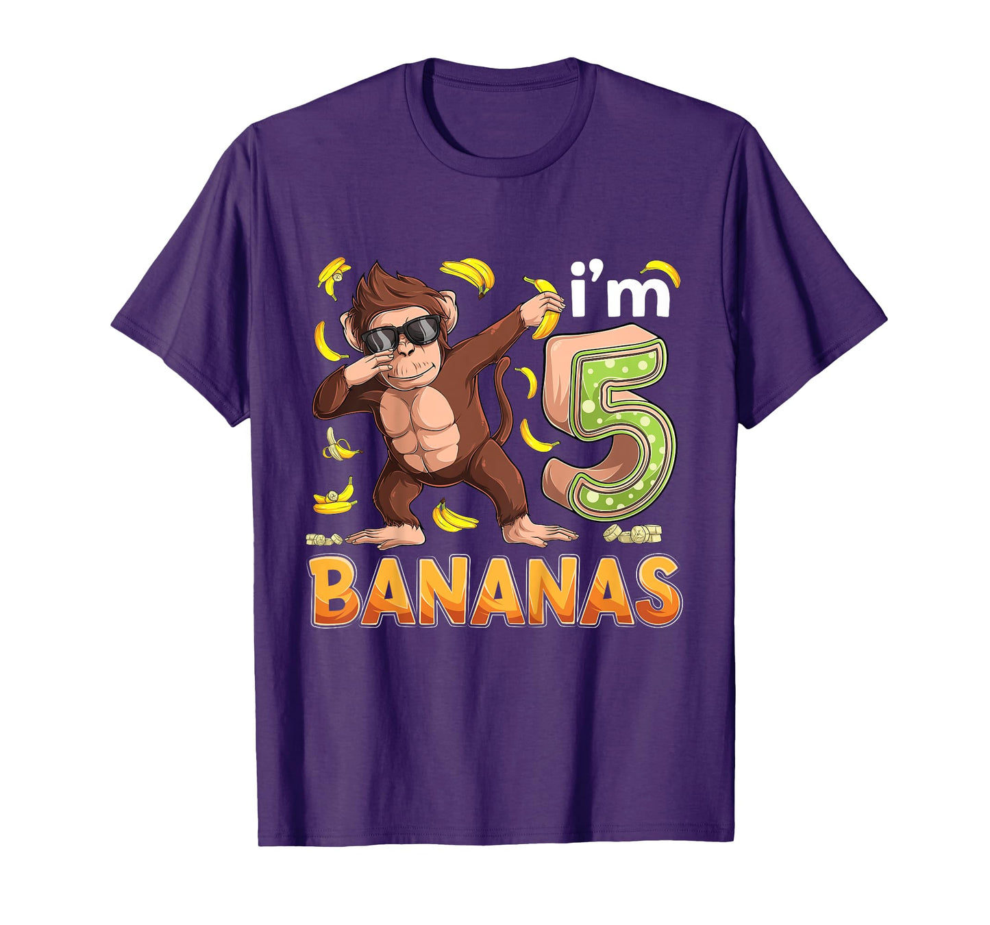 5 Year Old Monkey Birthday Safari Jungle Animal 5th B-day T-Shirt
