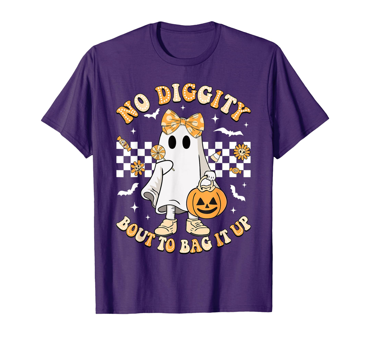 Halloween Ghost No Diggity Bout To Bag It Up Girls Kids T-Shirt