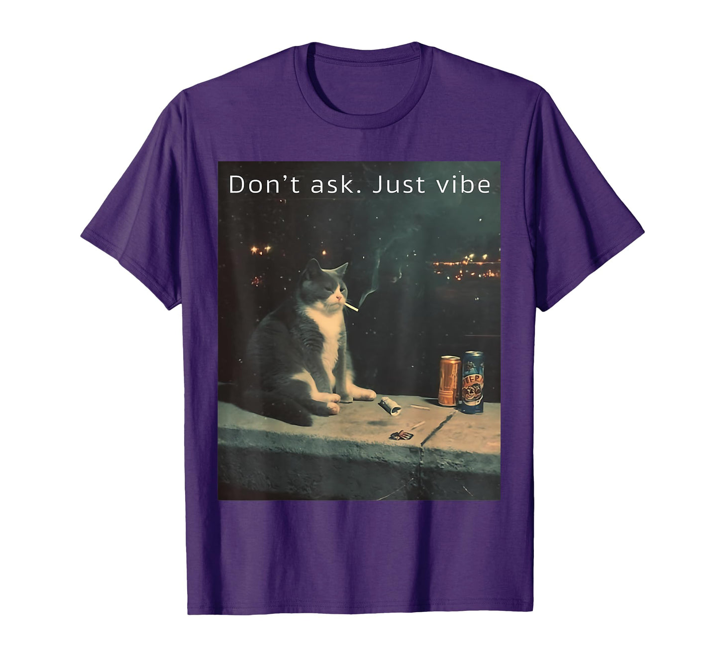 Cigarette Kitten Funny Smoking Cat Meme Stupid Brainrot T-Shirt