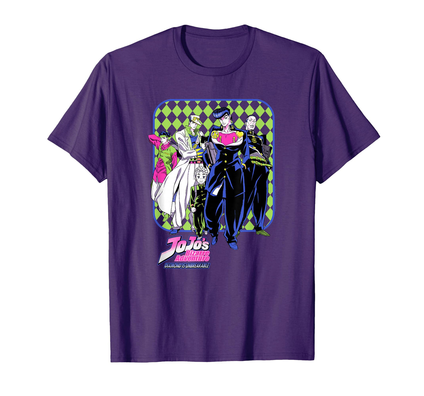 JoJo's Bizarre Adventure Josuke and Friends Neon Anime T-Shirt