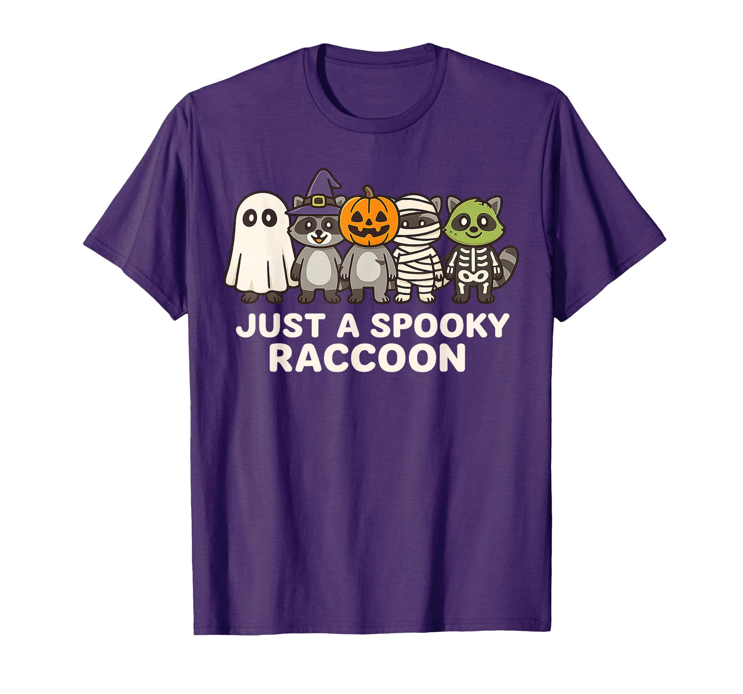 Just A Spooky Raccoon Halloween Costume Cartoon Design T-Shirt