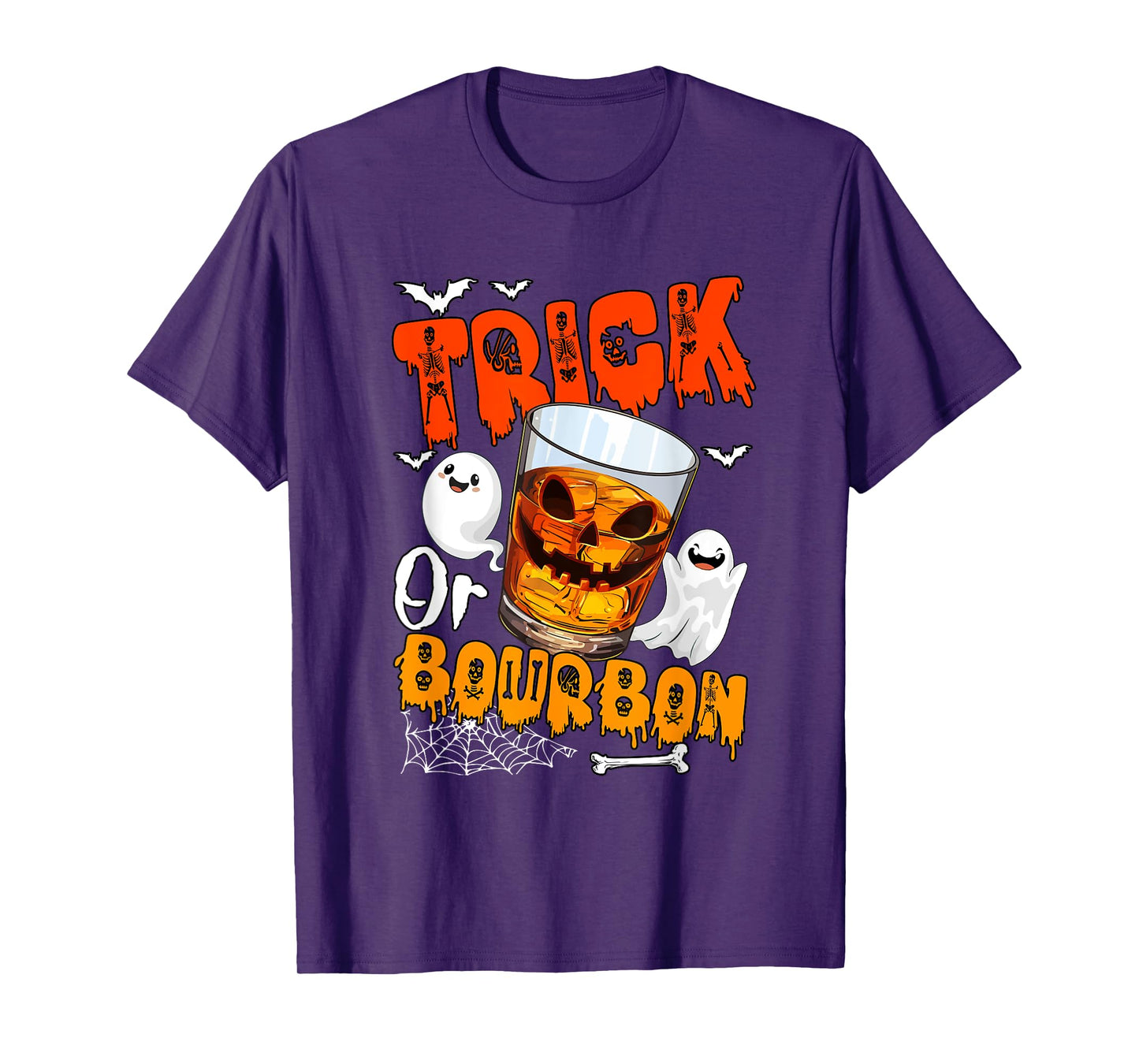 Trick Or Bourbon Halloween Drunker Bourbon Glasses Boo T-Shirt