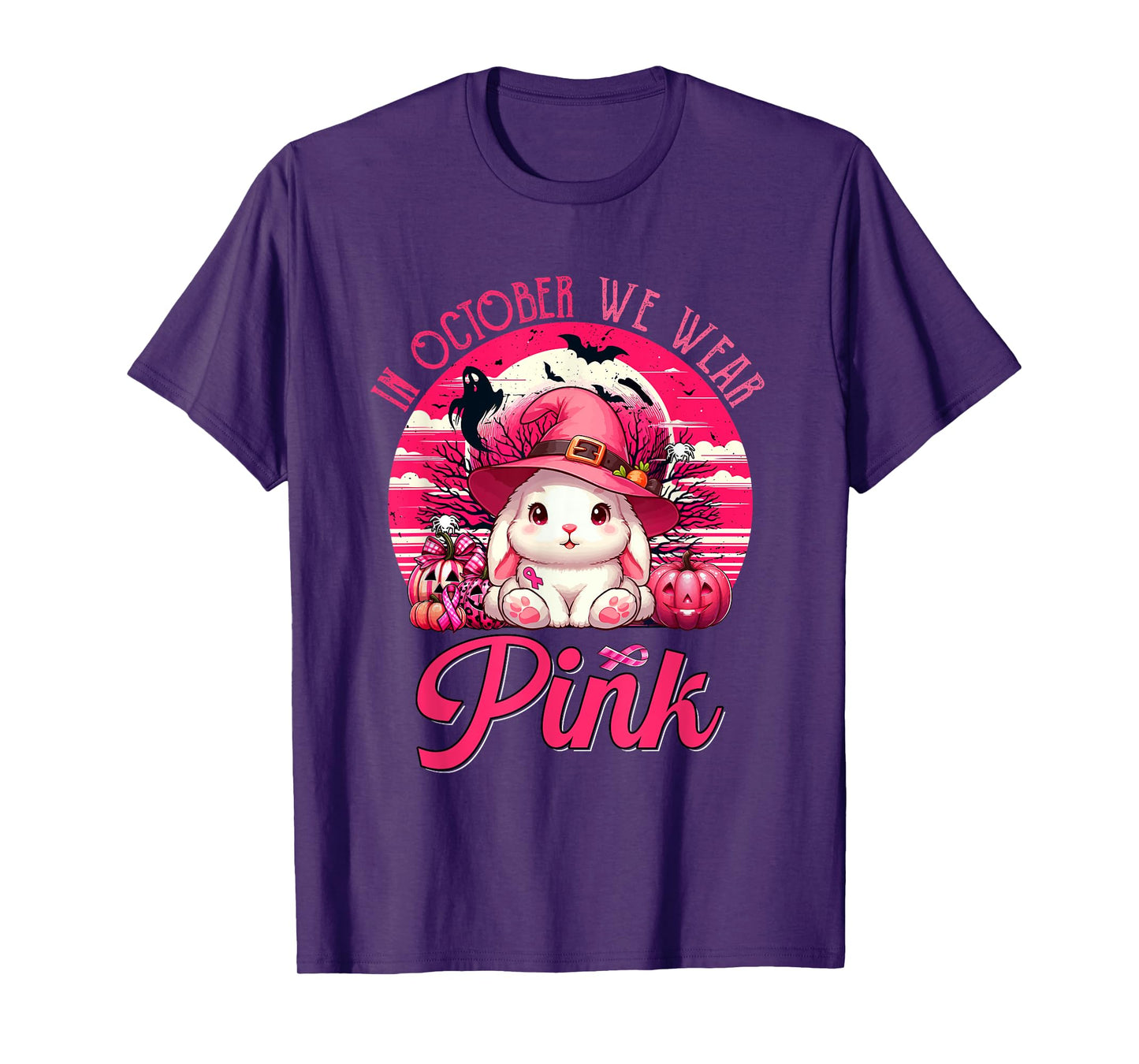 In October We Wear Pink Breast Cancer Awareness Bunny T-Shirt
