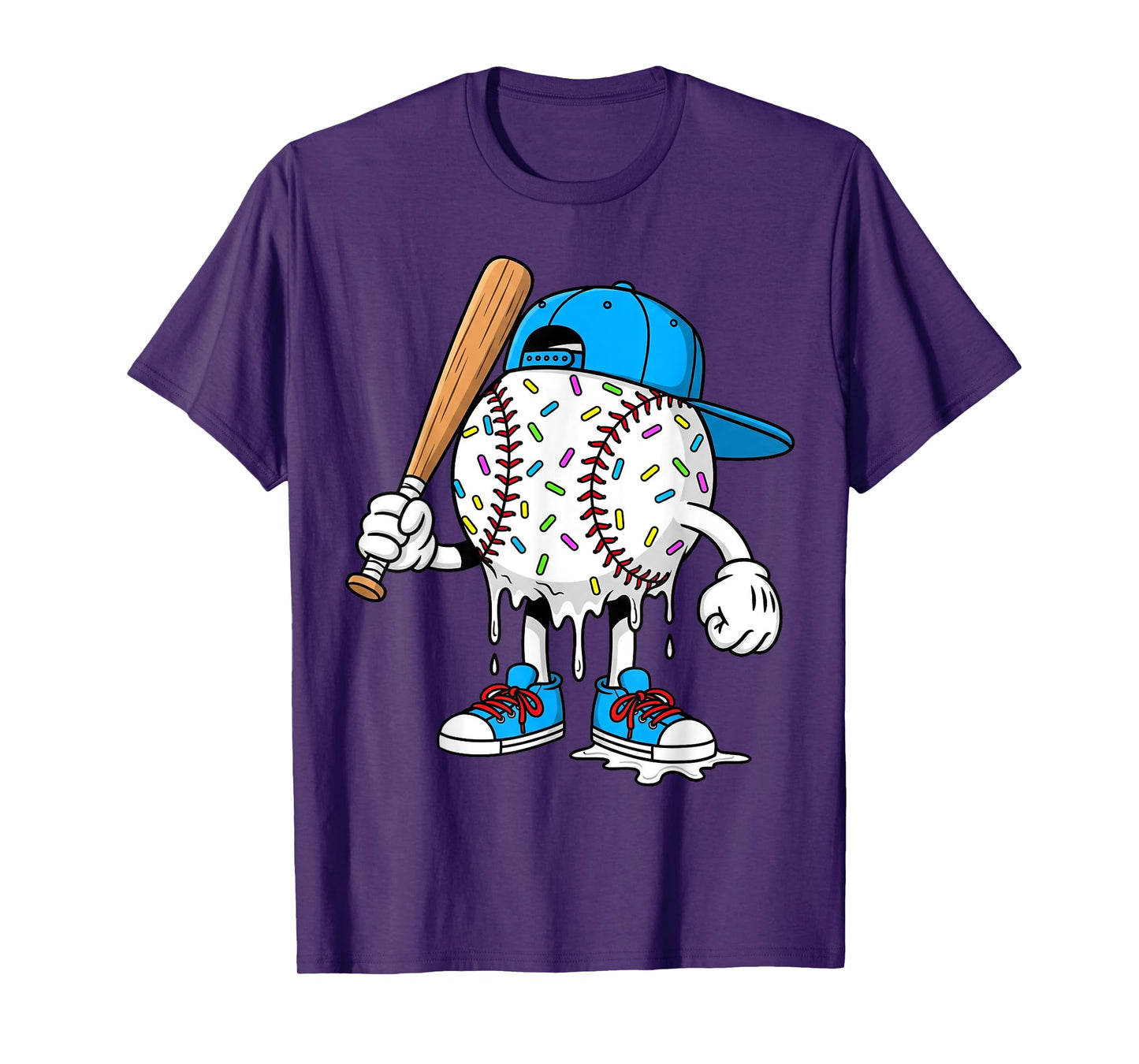 Ice Cream Drip Baseball Funny Sports Men Women Boy Girl Kids T-Shirt