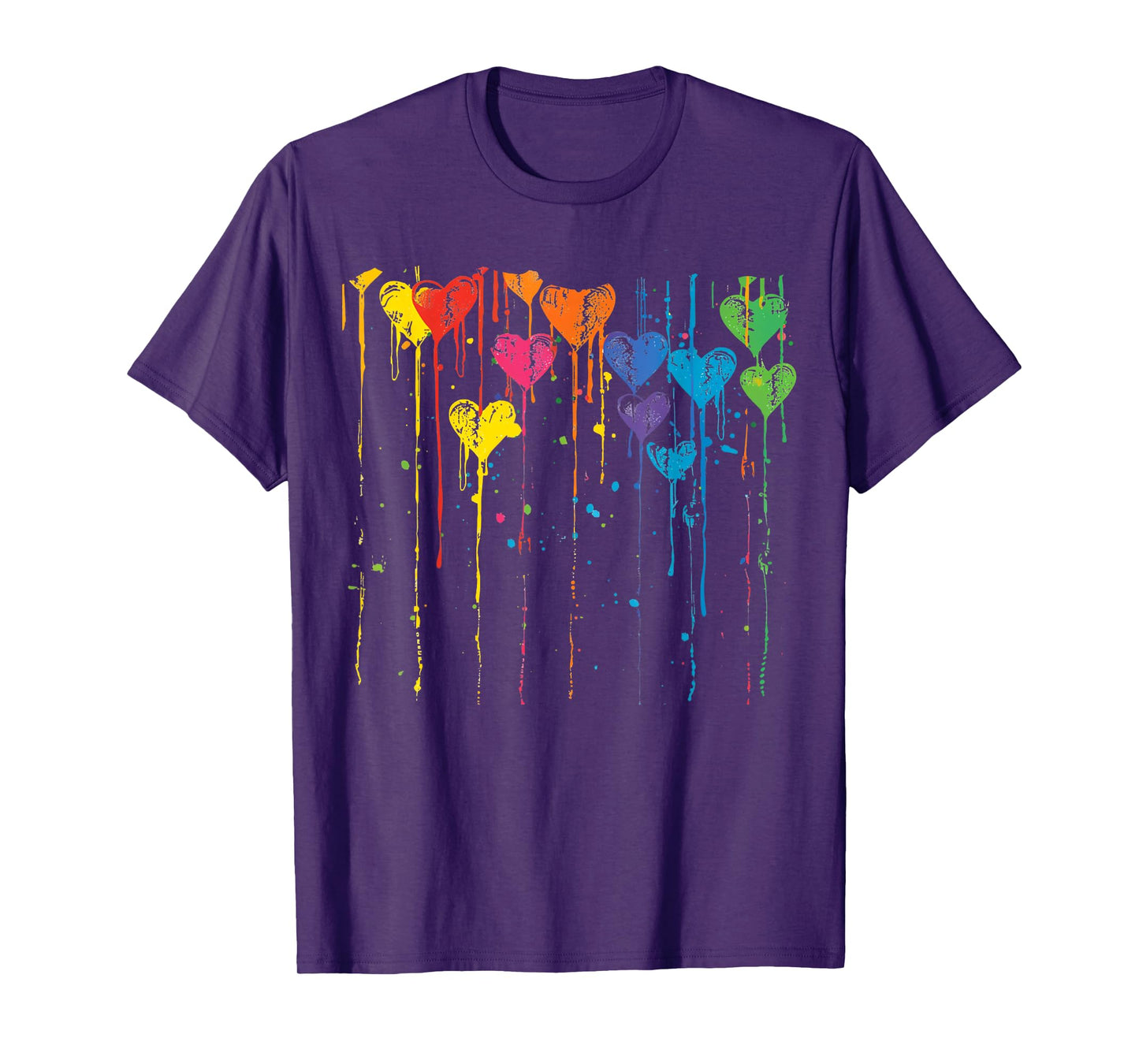 Colorful Hearts Dripping Paint Splatter T-Shirt