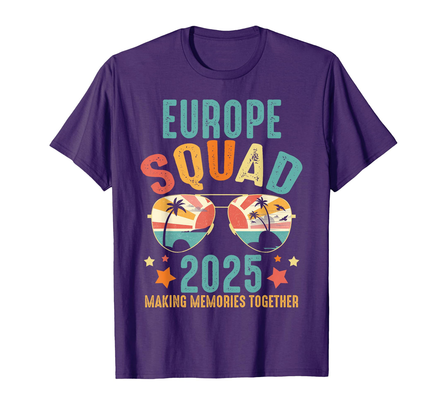 Europe Squad 2025 Funny Groovy Reunion Friends Trip Match T-Shirt