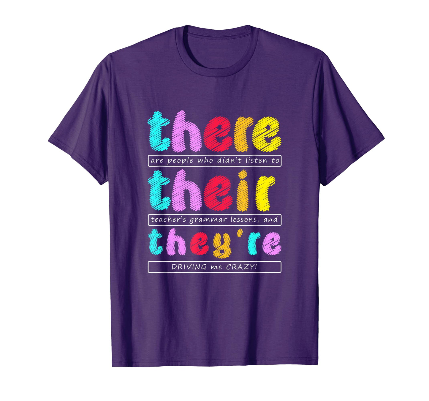 There Their They're Funny Quotes T-Shirt, Small, Black