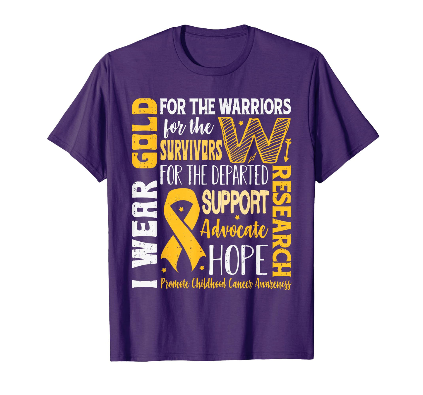 Childhood Cancer Awareness Warrior Gold Ribbon Support T-Shirt