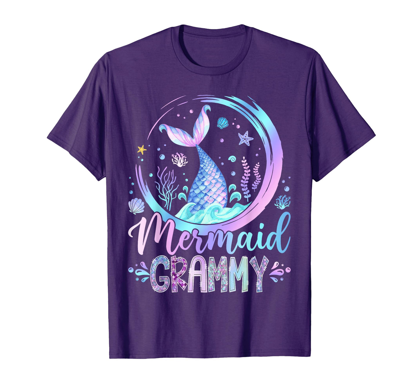 Mermaid Grammy Family Matching Girl Birthday Party T-Shirt