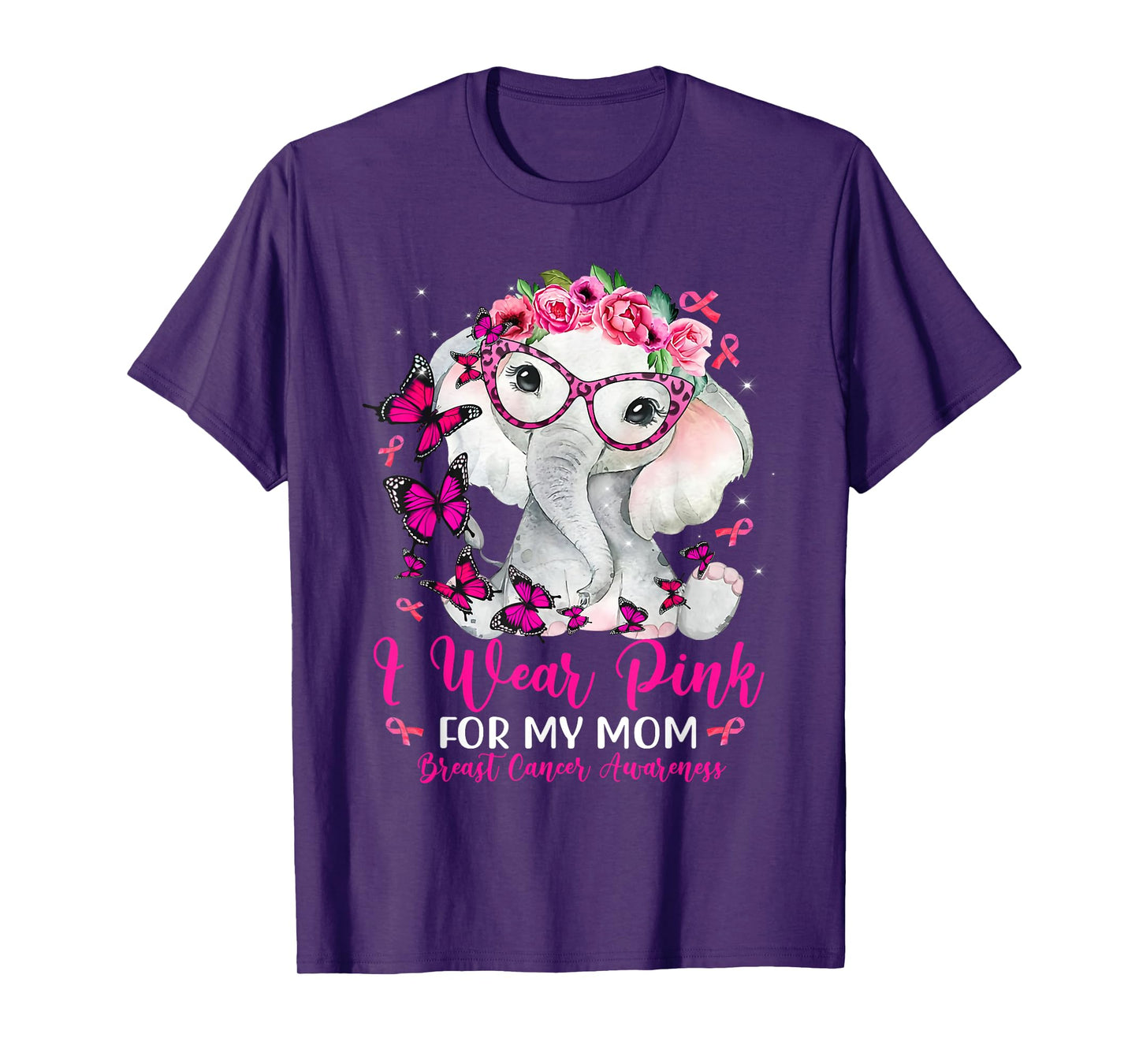 I Wear Pink For My Mom Elephant Breast Cancer Awareness T-Shirt