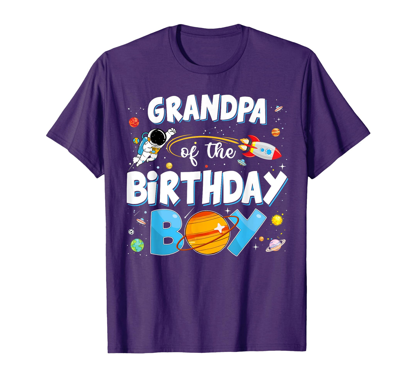 Funny Grandpa Of The Birthday Boy Astronaut Space Planet T-Shirt