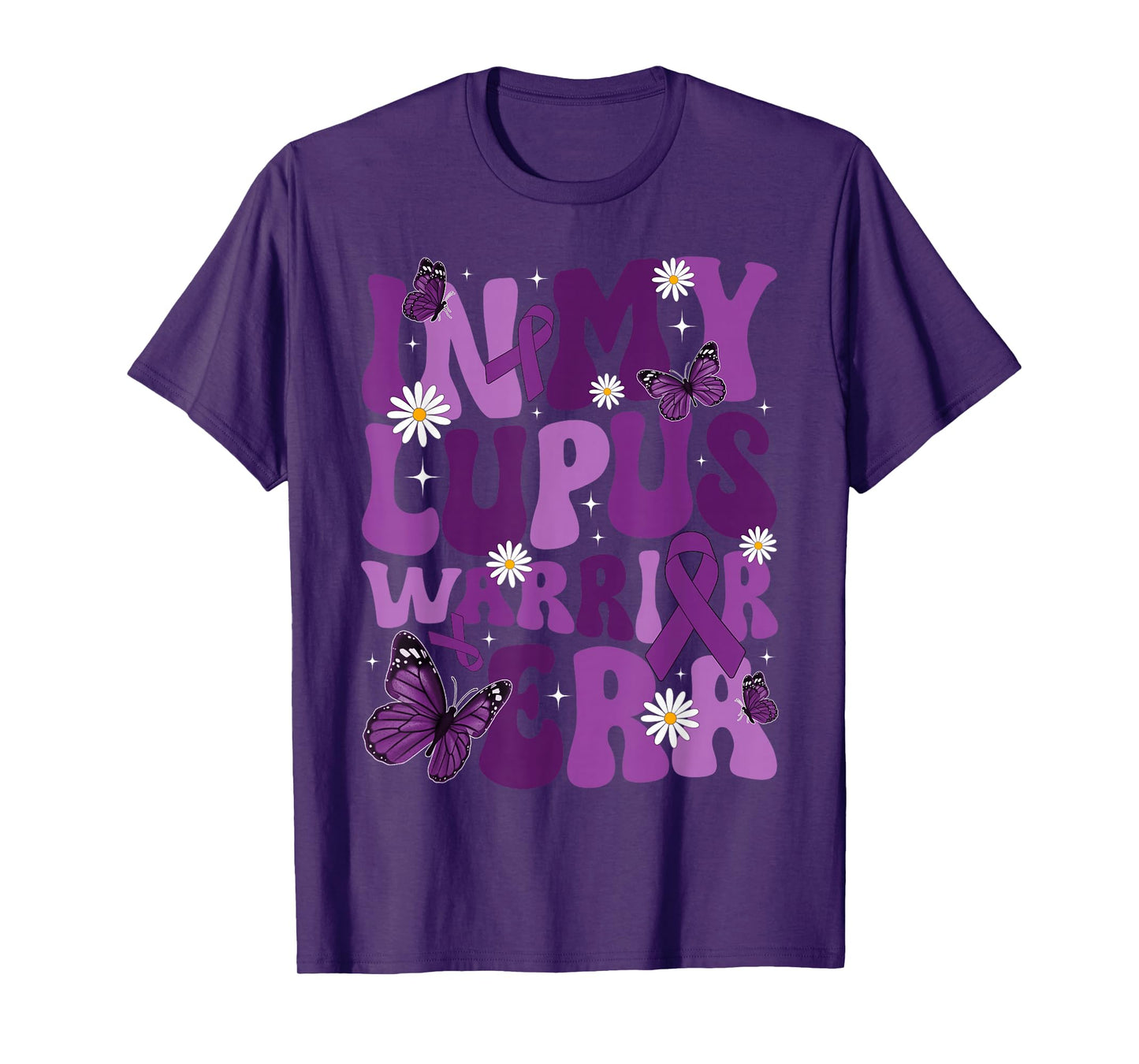 Retro Groovy In My Lupus Warrior Era Survivor Purple Ribbon T-Shirt