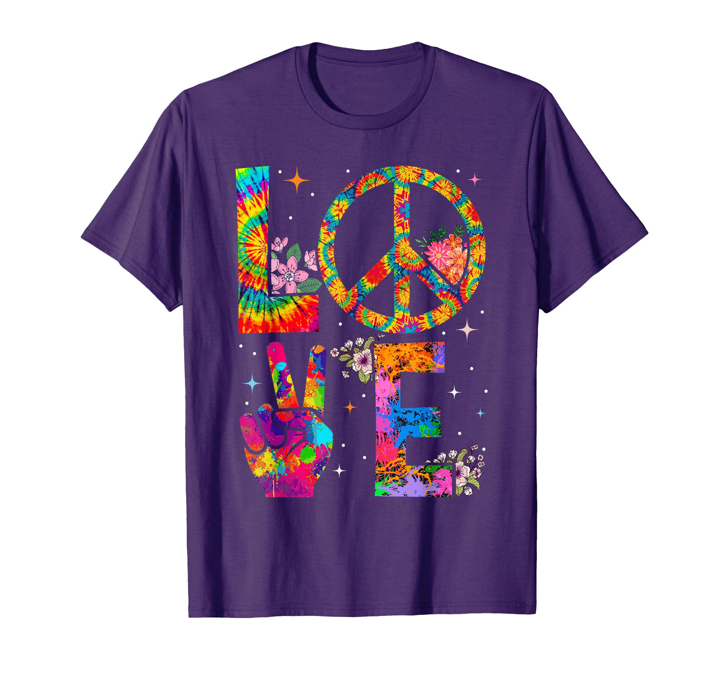 Peace Sign Love 60s 70s Tie Dye Hippie Costume T-Shirt