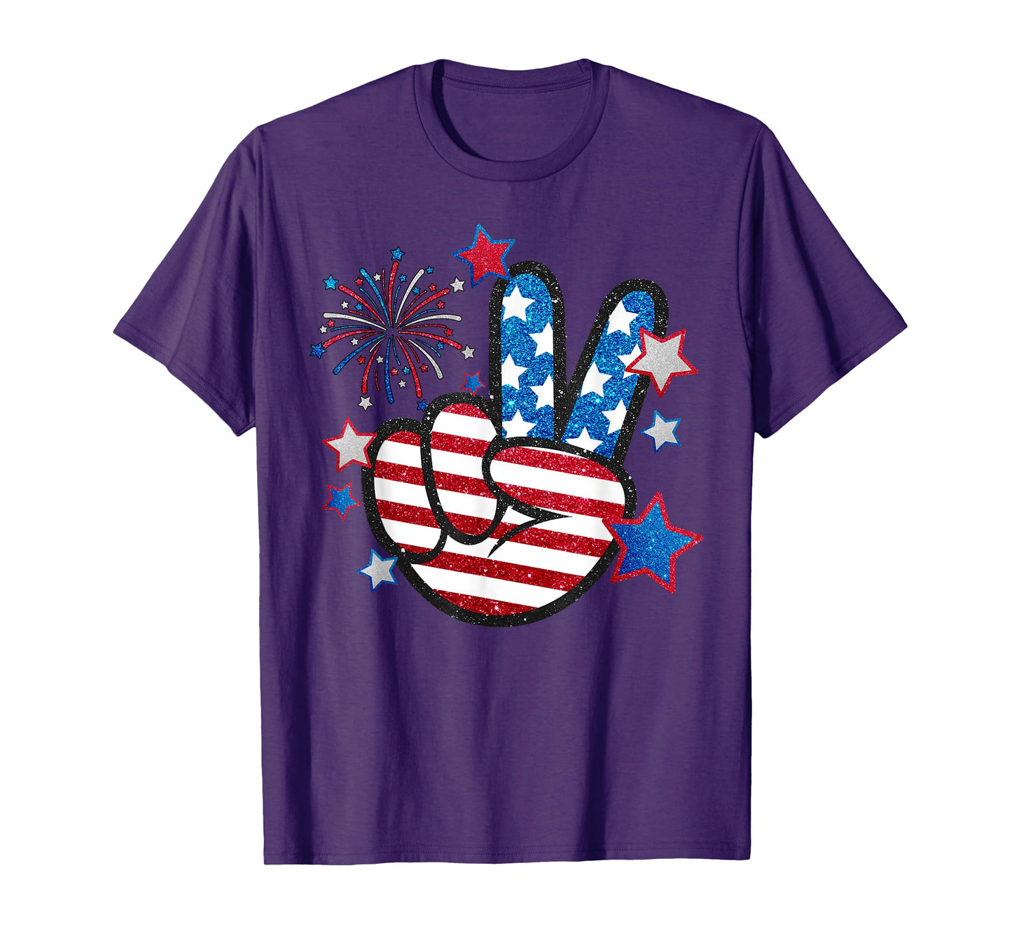 American Flag Peace Sign Hand Fourth of July Men Women Kid T-Shirt
