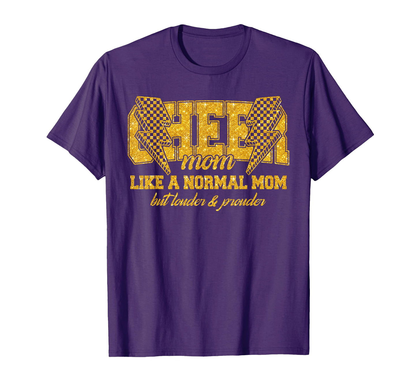Cheer Mom Biggest Fan Cheerleader Black Yellow Gold Pom Pom T-Shirt