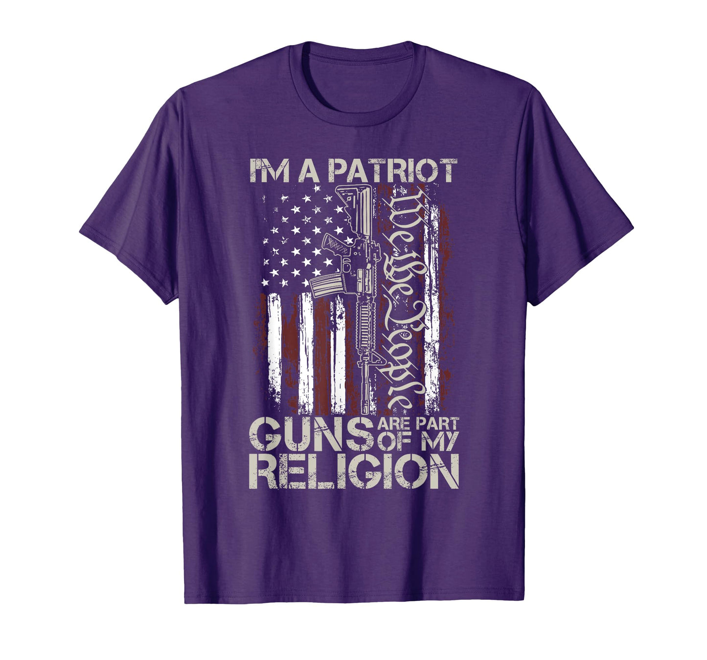 I'm a Patriot Guns are Part of My Religion Gun American Flag T-Shirt