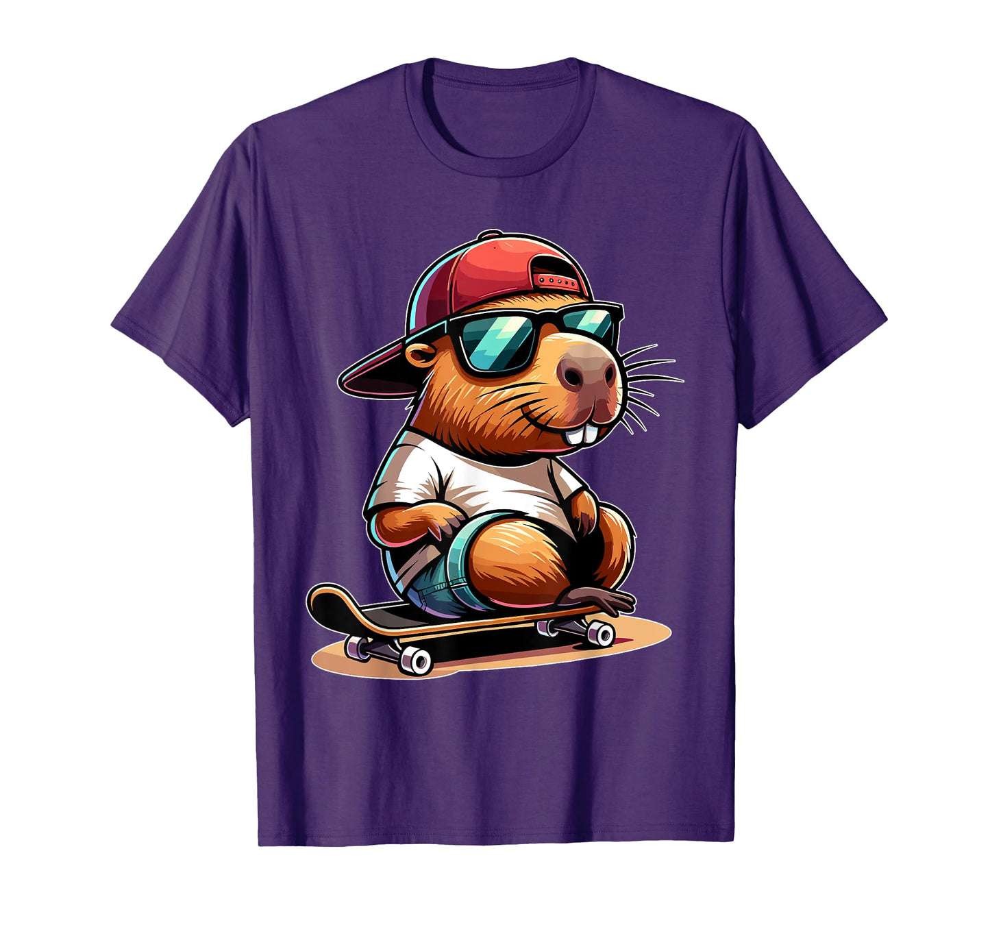 Capybara Skateboarding Retro Vintage Mens Womens Boys Kids T-Shirt