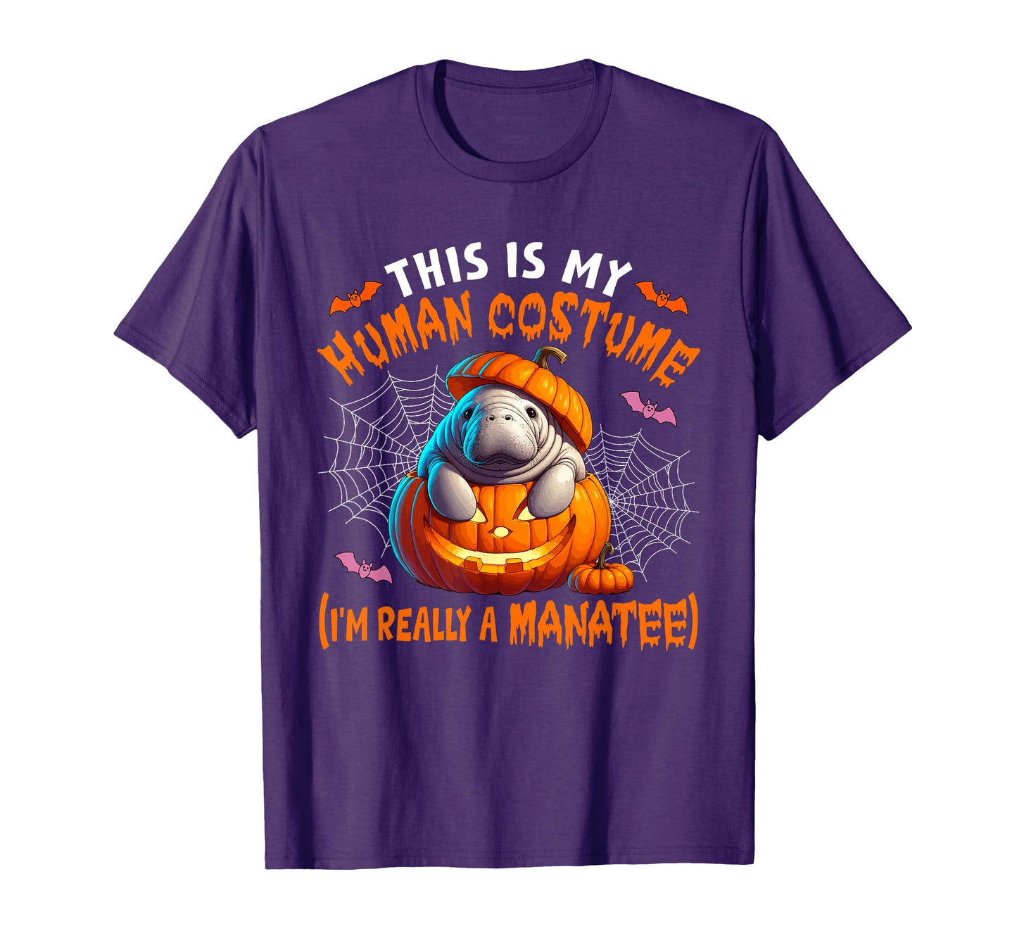 Funny Joke Human Costume I'm Really A Manatee Halloween T-Shirt